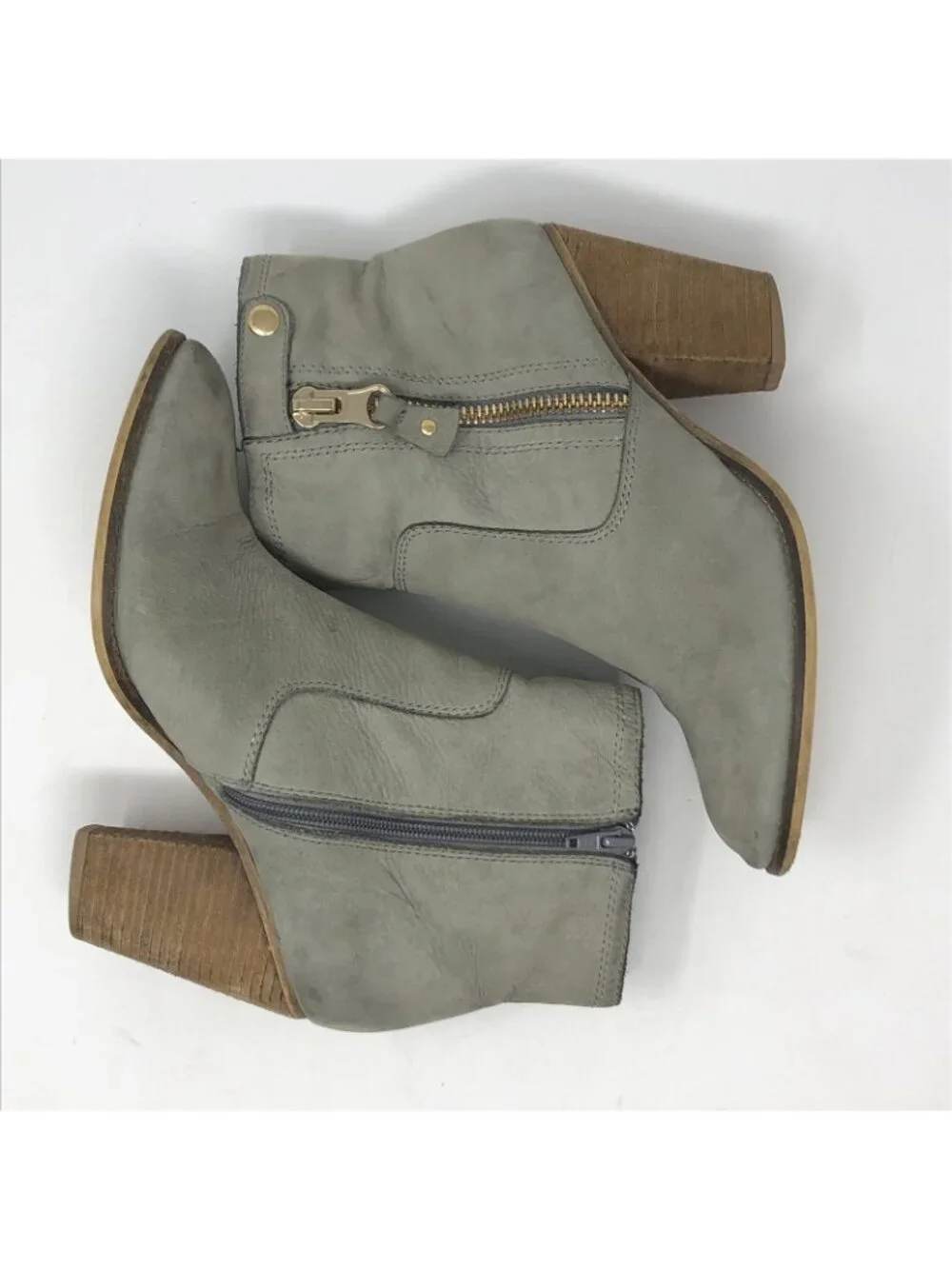 Aldo Boots Womens 10 Olenalla Sage Nubuck Leather Ankle Booties Block High Heel